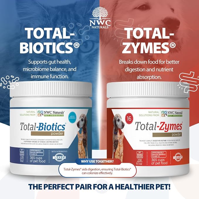 NWC Naturals Pet Probiotic and Digestive Enzyme Powder Twin Pack, 2 Jar Set