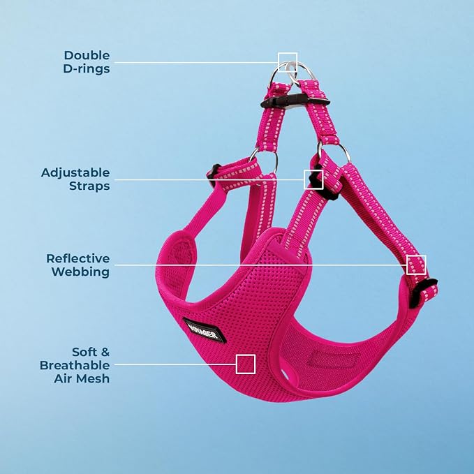 Voyager Step-in Flex Adjustable Dog Harness - Fuchsia, X-Large | 23 - 28" in Chest, Fully Adjustable, Reflective Bands, All Weather Breathable Air Mesh, Lightweight, Fast Drying