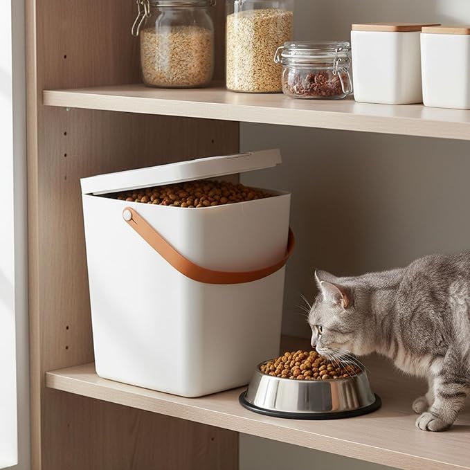 Vacuum Pet Food Bucket, 13L Airtight Cat Food Storage Container with Sealing Function for Freshness, Premium Plastic Grain Storage Bin