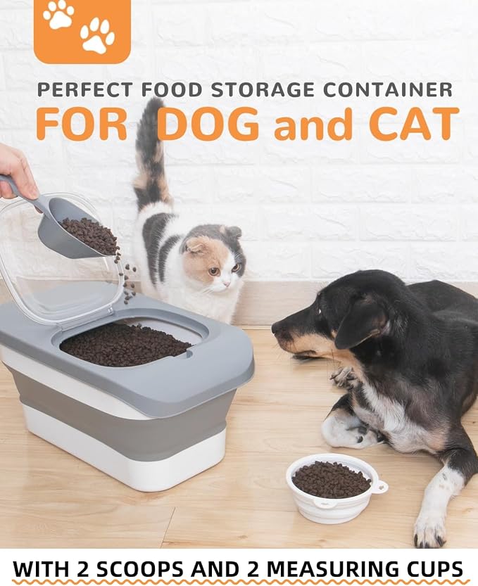 10-26Lbs Airtight Dog Food Container 2Pcs, 2-Pack, 26Lbs, Light Grey-2