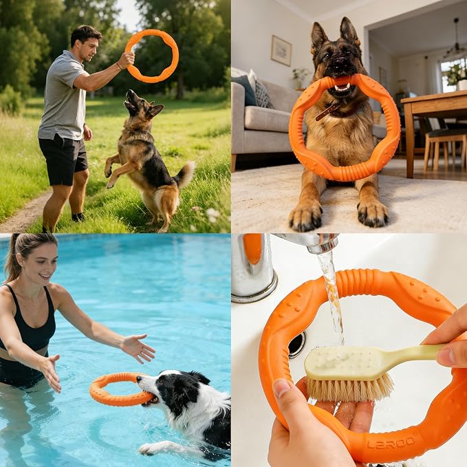LaRoo Dog Chew Ring Toy, Small Dogs, EVA Floating, Orange