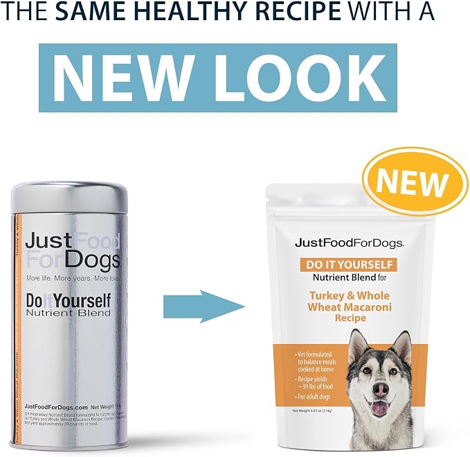 JustFoodForDogs Nutrient Blend Supplement - Turkey & Whole Wheat Macaroni, 4.55oz