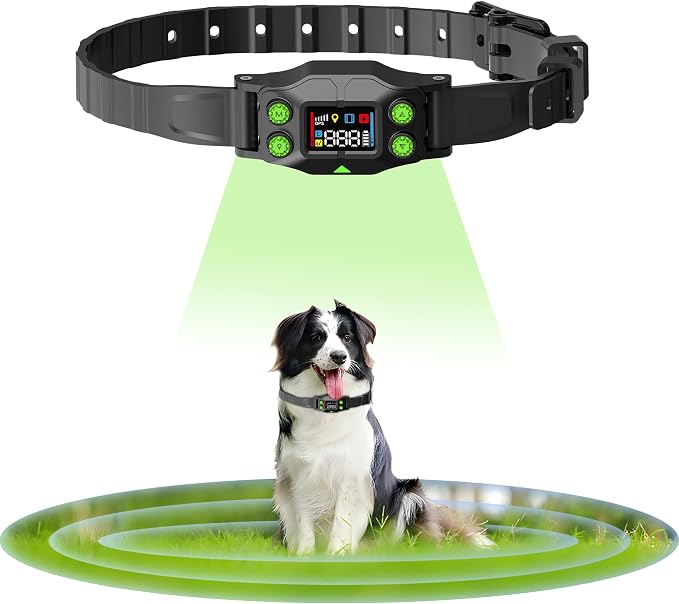 AEZ Smart Dog Collar, GPS Dog Tracker, Wireless Dog Fence System, GPS Fence Collar for Dogs with Beep Vibration Alert Modes, Radius 25-999 Yards for Over 15lbs Dogs, IPX7 Waterproof