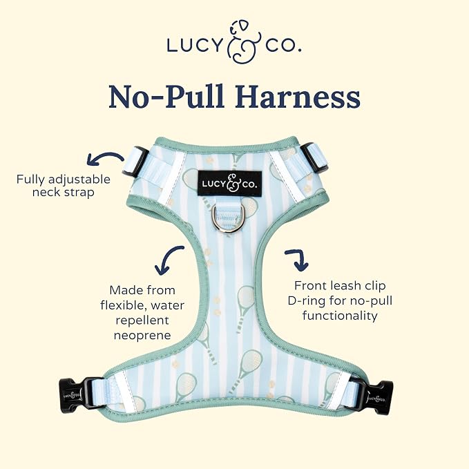 Lucy & Co. The Match Point No-Pull Dog Harness - Size Small- Vest to Stop Pulling & Walk Easy - Comfortable Leash Training Product w/Adjustable Chest & Neck Straps