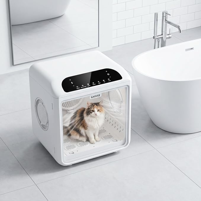 Pet Dryer Box, Quiet Cat Dryer with 360 Airflow System, 50L Capacity Grooming Blower and Temperature Control for Home Bathing, for Cats and Small Dogs