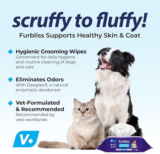Vetnique Furbliss Hygienic Dog Grooming Wipes, Refreshing Scent, 100 Count