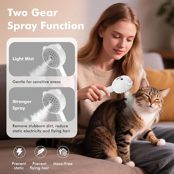Self Cleaning Pet Steam Brush for Indoor Cats & Dogs Shedding & Grooming