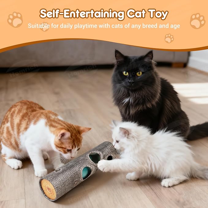 Homrich Interactive Cat Puzzle Enrichment Toy Hide & Seek with Plush Catnip | Self-Play Fun for Indoor Cats Engages Natural Hunting Instincts Relieves Boredom Provides Mental Stimulation & Exercise