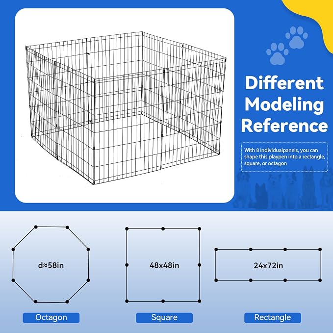 Pet Playpens for Dogs, Foldable Metal Wire Pet Fence Barrier, 8 Panels 30(H) Inches High Exercise Pet Dog Pen, Indoor Outdoor Dog Gate for Large, Medium and Small Pets