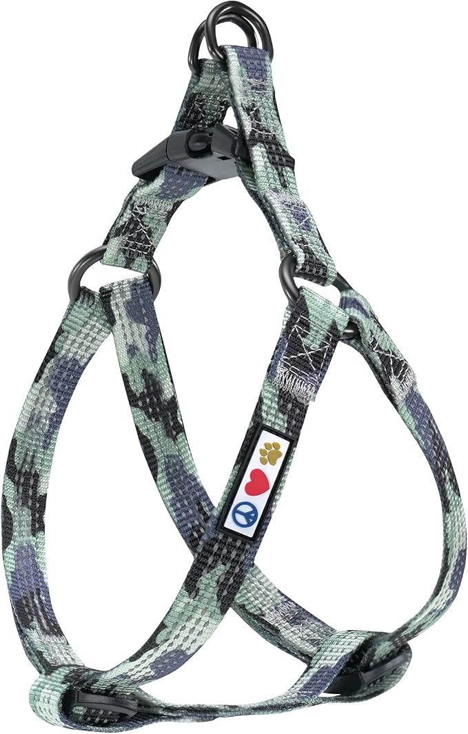 Pawtitas Reflective Step-in Dog Harness – Adjustable No-Pull Vest for Puppies to Seniors, Safe & Comfortable, L Camo Grey
