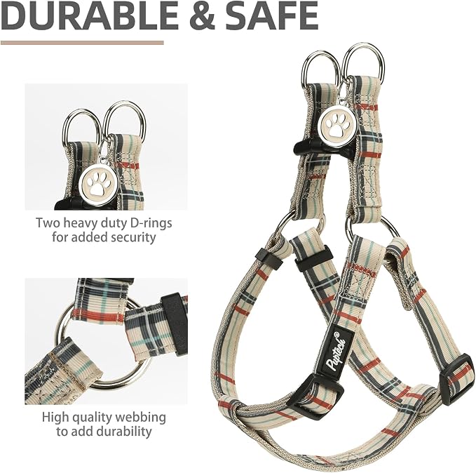 PUPTECK No Pull Dog Harness Small Sized Step-in Adjustable Puppy Vest | Soft Webbing Basic Halter with ID Tag for Outdoor Walking