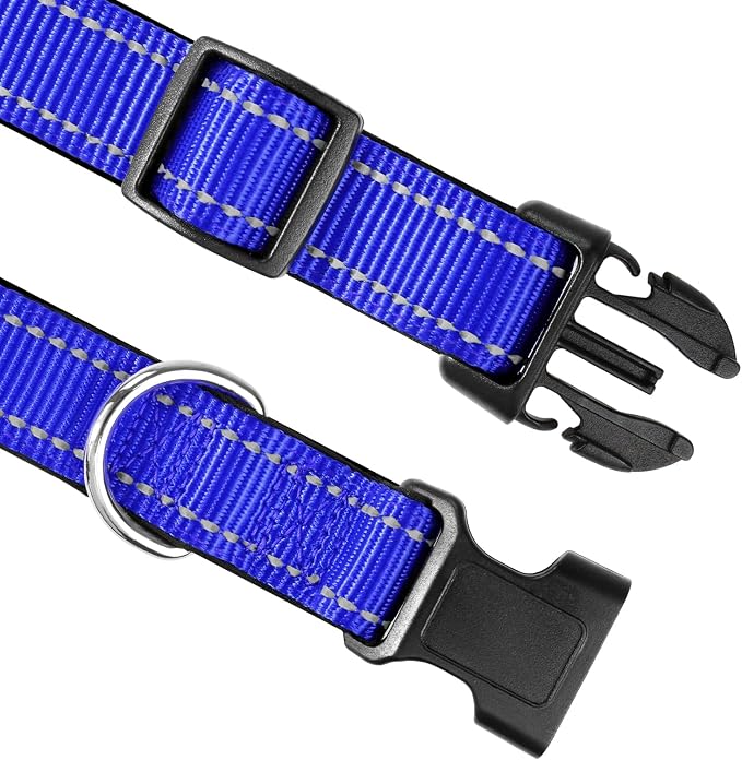 Joytale 6FT×1'' Dog Leash and Dog Collar (16-24"), Reflective Soft Neoprene Padded Pet Collars and Leashes for Large Dog, Navy Blue