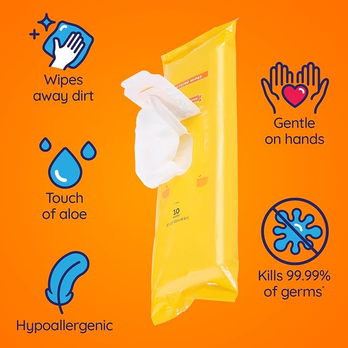 Wet Ones for Pets Multipurpose Dog Wipes with Aloe Vera, Tropical Splash Scent - Extra Large Pet Bathing Wipes with Wet Lock Seal for Paws and All-Over Use, 10 Count