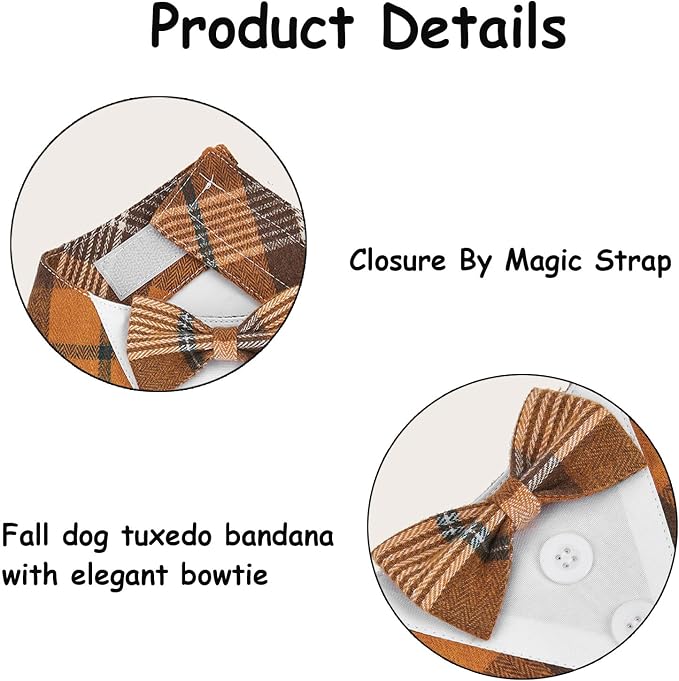 Fall Dog Tuxedo Bandana, Small, Small, Orange