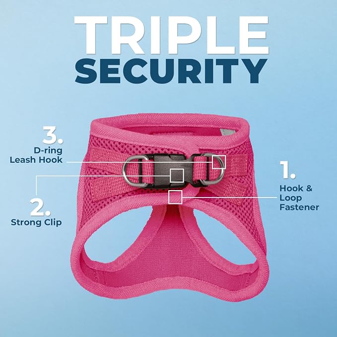 Voyager Step-in Pet Harness - All Weather Mesh, Adjustable Step in Harness for Cats and Dogs by Best Pet Supplies - 307S Fuchsia, S