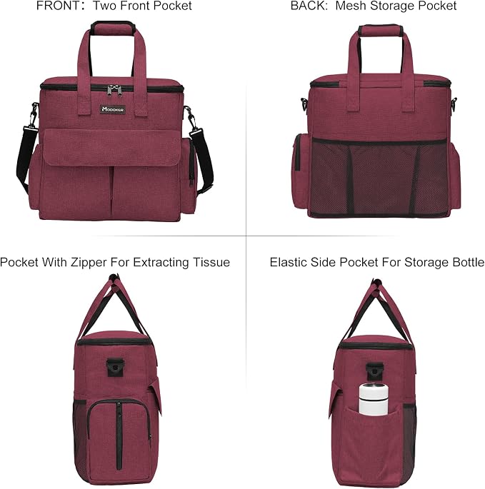 Airline Approved Pet Travel Bag Weekend Set with Food Containers & Bowls, Rose Red