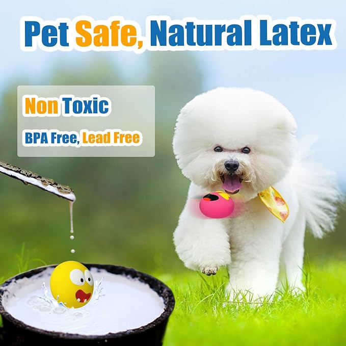 HOLYSTEED Latex Squeaky Dog Toy for Small Dogs, Mini Breeds, 2.2" Flat Ball | 2.2"*2.2"*1.38", 6pcs Flat Dog Squeaky Balls, Smile Face Rubber Puppy Toys, Interactive Pet Toy with Squeaker Indoor, Outdoor