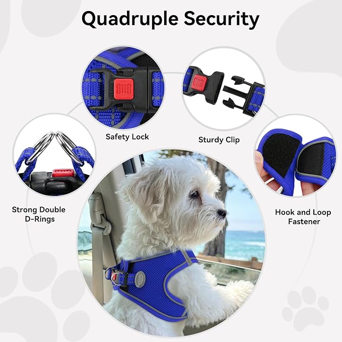 Joytale Step-in Dog Harness, Soft Breathable Mesh, Navy Blue L | Adjustable Fit for Small Dogs, Easy Step-in with Secure Fastener, Even Chest Pressure, Reflective For Night Safety, Washable