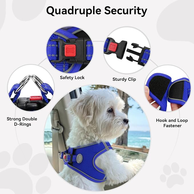 Joytale Step-in Dog Harness, Soft Breathable Mesh, Navy Blue XL | Adjustable Fit for Small Dogs, Easy Step-in with Secure Fastener, Even Chest Pressure, Reflective For Night Safety, Washable
