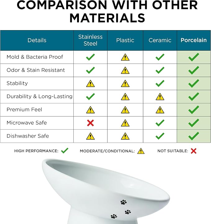Necoichi Raised Cat Food Bowl – Ceramic Elevated 15° Tilted Cat Bowl for Whisker & Neck Fatigue, Dishwasher Microwave Safe – Non-Slip & Anti Vomiting Ergonomic Design (Cats, Regular Tilted)
