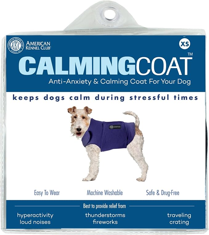 AKC - American Kennel Club Anti Anxiety and Stress Relief Calming Coat for Dogs, Essential for Thunderstorm season and 4th of July Fireworks- Pink, X-Small