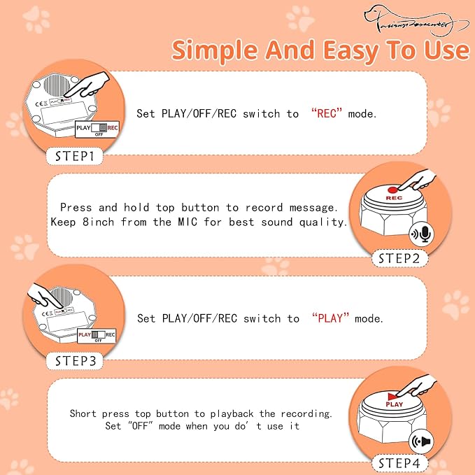 BOSKEY Dog Buttons for Communication, 6 Pack, Starter Set