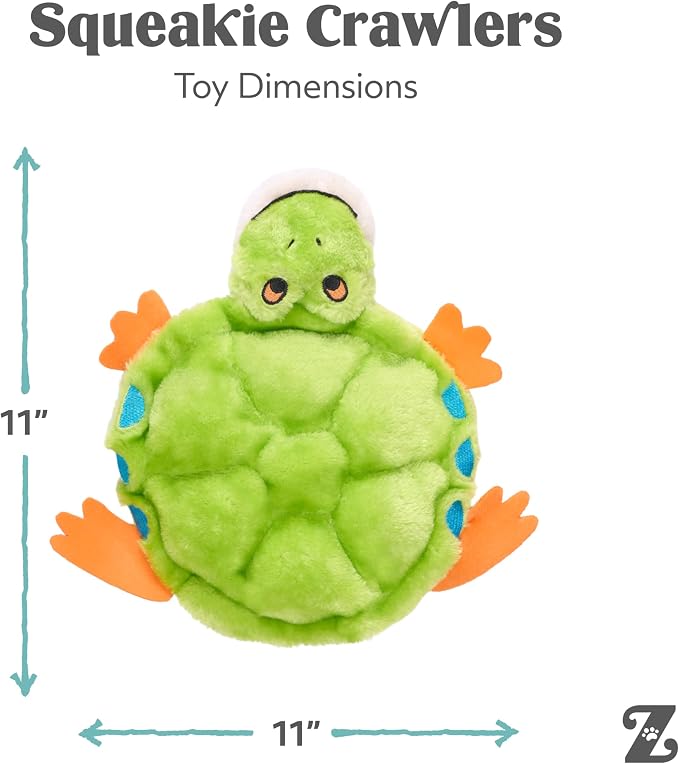 ZippyPaws Squeakie Crawler No Stuffing Dog Toy to Keep Them Busy - 11" | For Small, Medium, & Large Dogs, Squeaky Pet Toy for Boredom, Soft Plush Puppy Products, Toby the Tree Frog