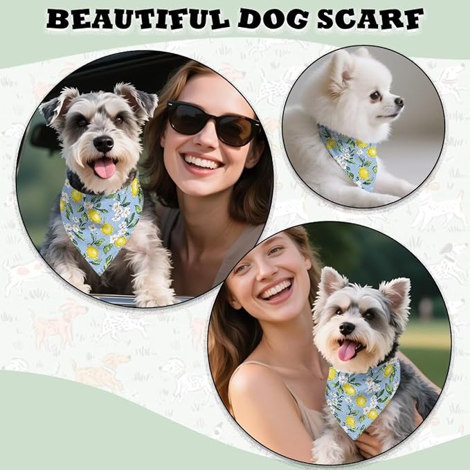 Forchrinse Lemon Dog Bandanas, One Size, Polyester, Lemon