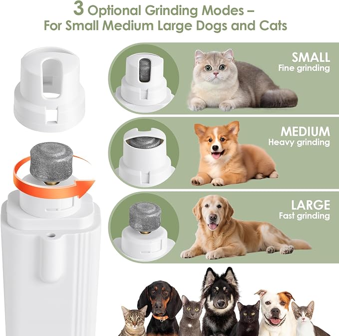 2-in-1 Cat & Dog Nail Clippers & Grinder with 2 LED Lights, White