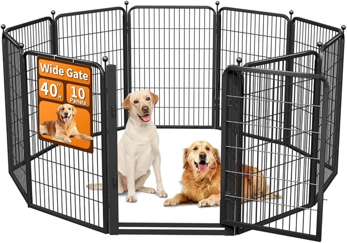Wide Gate Dog Playpen Fence, 40in 10 Panels