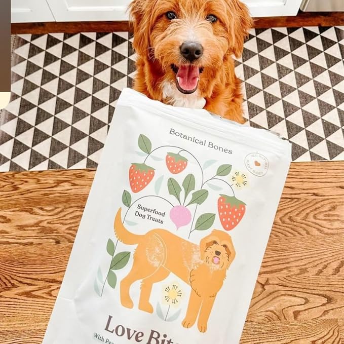 Love Bites Healthy Natural Dog Treats, Oven Baked Dog Cookies with Peanut Butter, Strawberry & Beet, Grain Free Limited Ingredient Snacks for Dogs, 2 Pack