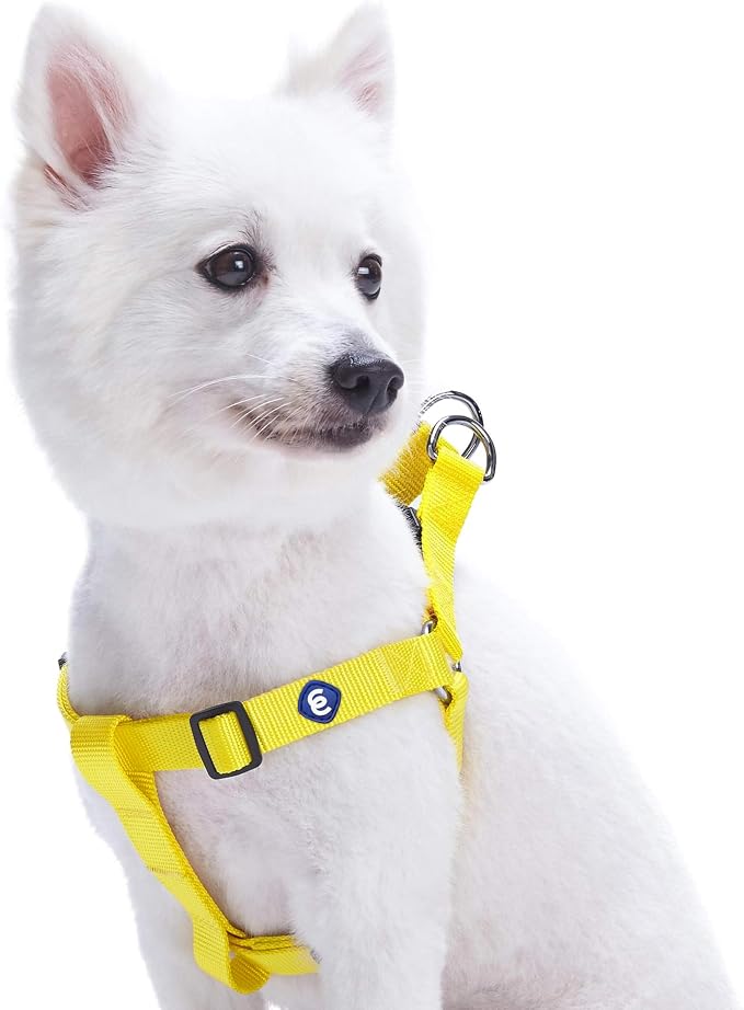 Blueberry Pet Essentials Step-in Dog Harness, Large Size | Adjustable Blazing Yellow Vest | Classic Solid Nylon for Boy & Girl Dogs, Chest Girth 26"-39"