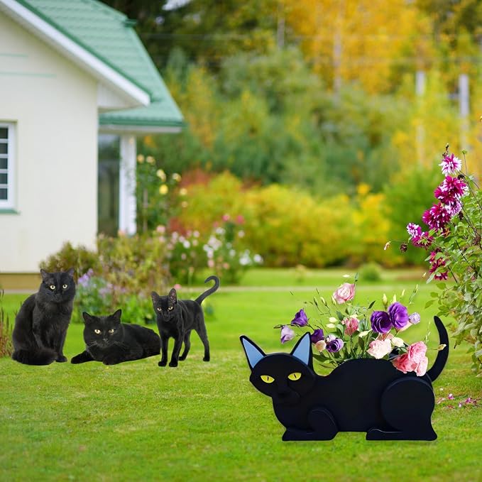 Black Cat Planter Pots, Animal Shaped Flower Pot