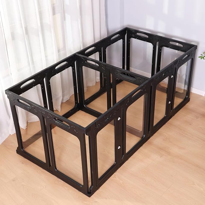 Clear Dog Playpen Extension Panels, 2 Pack, Height 30 inch, Black