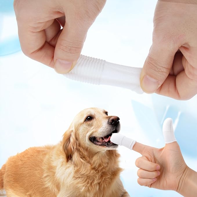 CIATBYYJ 30Pcs Dog Toothbrush Finger, Soft Fabric Finger Toothbrush for Dogs Cats, Washable & Reusable Cat Teeth Cleaning Wipes Toothbrushes Fingers Dental Wipes Care Remove Stain