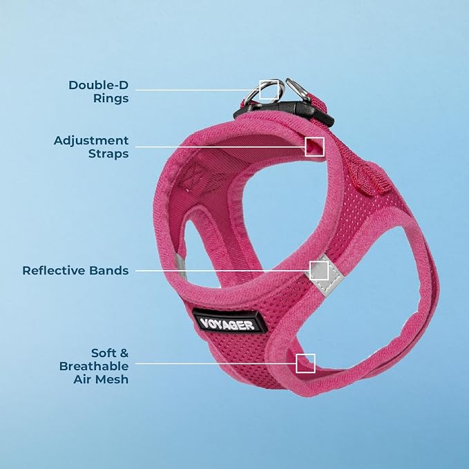 Voyager Step-in Air Dog Vest Harness - Fuchsia, X-Large | 20.5 - 23" in Chest, Reflective Bands, All Weather Breathable Air Mesh, Cats Compatible, Lightweight, Fast Drying