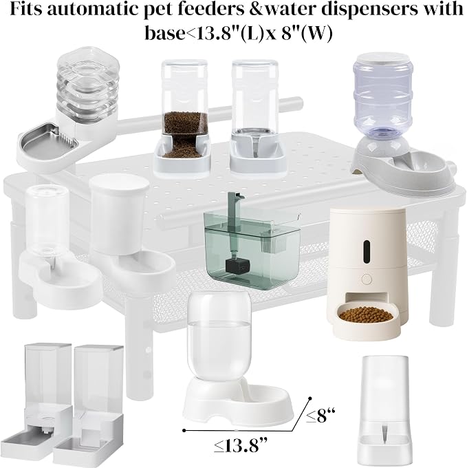 Dog Water Bowl Dispenser Stand with Storage Drawer & Metal Holder Compatible with Automatic, Small, Metal