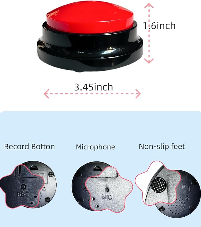 Dog Talk Buttons Voice Recording Button, Red