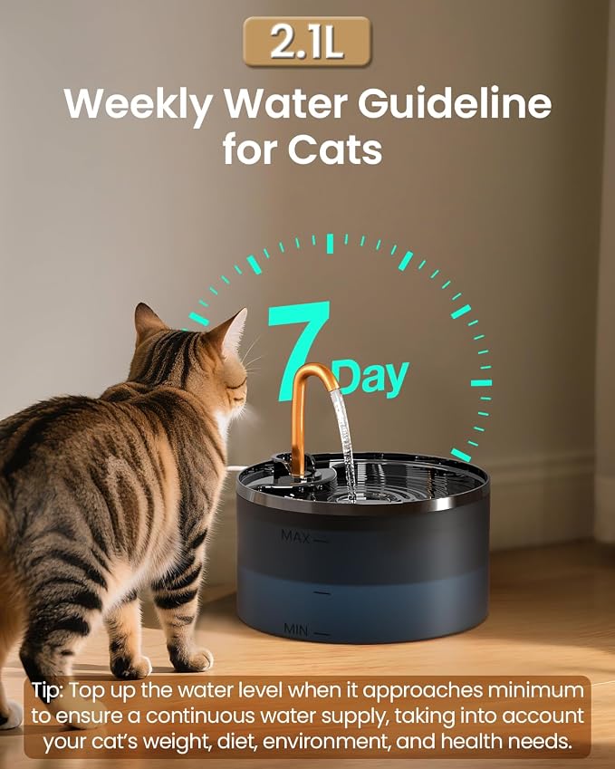 Cat Water Fountain, 71oz/2.1L Cat Fountain for Drinking with Copper Faucet, MISFANS-Designed Pump & Filter, Plastic Automatic Pet Water Fountain Bowl & Dispenser with 3-Pack Replaceable Filters