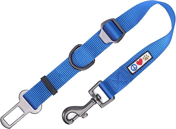 Pawtitas Dog Seat Belt | Pet Safety Seat Belt with Adjustable Strap for Small to Large Dogs | Exceeds Dog Safety Standards | Keep Your Dog Secure in The Car - Blue Car Seat Belt for Dogs