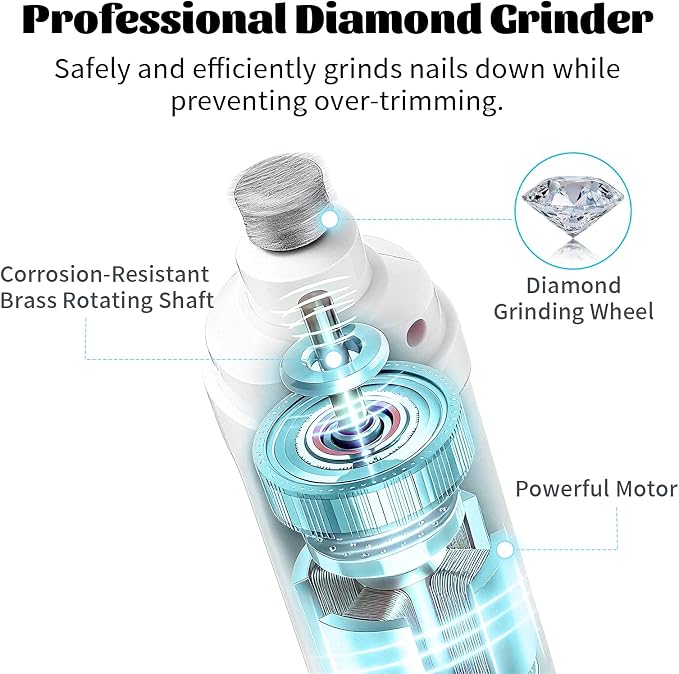 Silent Groom Pro Nail Grinder 2026, 3-Speed with LED Light