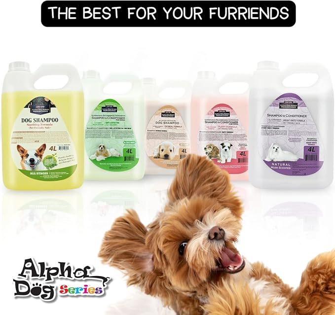 Natural Dog Shampoo and Conditioner with Aloe Vera, pH Balanced Oatmeal Shampoo for Dogs, Tear-Free Dog Shampoo Oatmeal for Sensitive Skin, OatmealDog Shampoo 1 Gallon