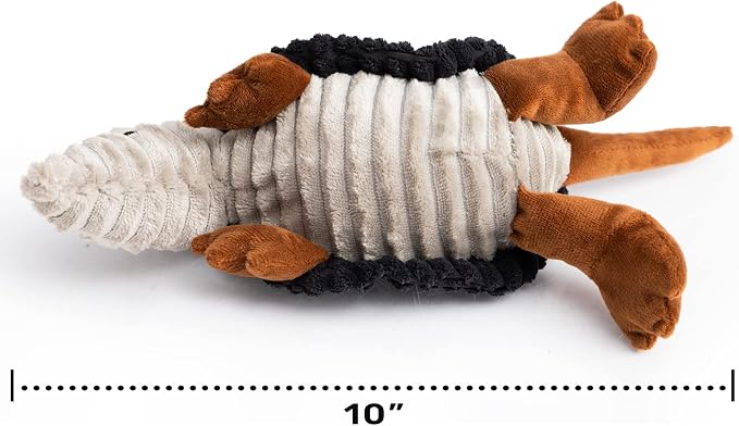 Hollypet Armadillo Squeaky Puppy Dog Toys for Small Medium Dogs, 8" | plush stuffed small dog squeak animal toy with unique grunt squeaker textured fabric for teeth cleaning toys