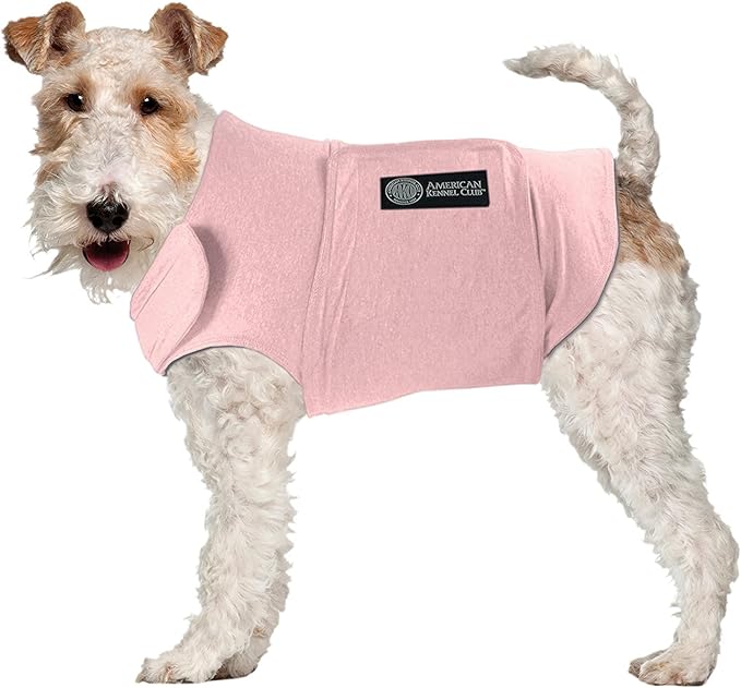AKC - American Kennel Club Anti Anxiety and Stress Relief Calming Coat for Dogs, Essential for Thunderstorm season and 4th of July Fireworks- Pink, X-Small