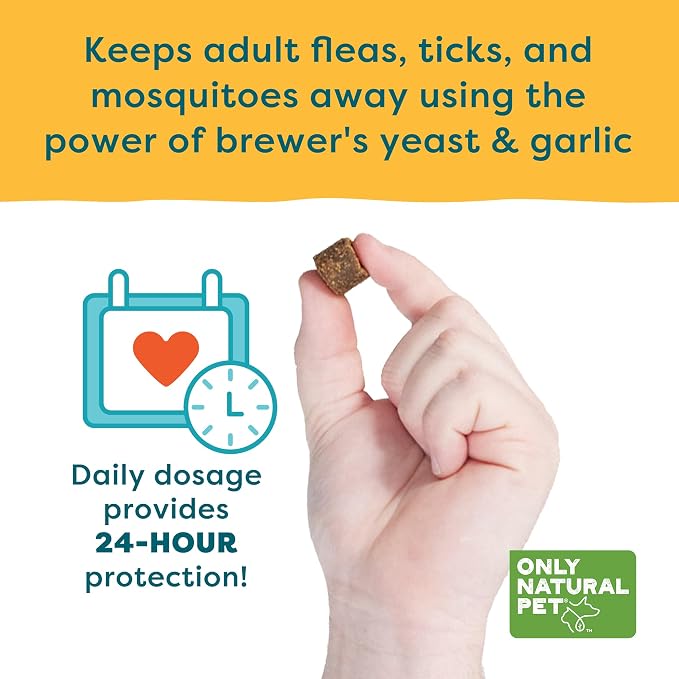 Only Natural Pet EasyDefense Barrier Bites Soft Flea Chews for Dogs - First Line of Defense Againts Fleas & Ticks, Boosts Immune System and Healthy Skin & Coat - (90 Bacon Flavored Soft Chews) 3 Pack