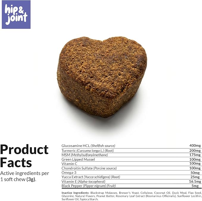 Hip & Joint for Dogs - Collagen, Glucosamine & Green Lipped Mussel