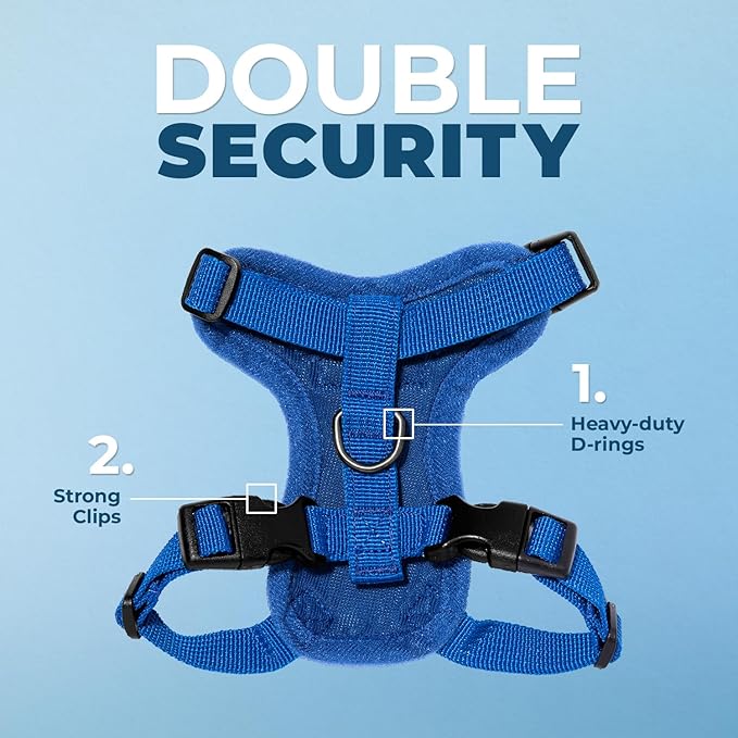 Voyager Escape-Proof Step-in Lock Cat Harness & 5ft Neoprene-Handle Leash Set All-Weather Mesh with Reflective Stitching for Small to Large Cats by Best Pet Supplies, Royal Blue, XXS
