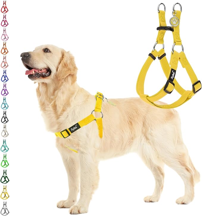 PUPTECK No Pull Dog Harness Medium Sized Step-in Adjustable Puppy Vest | Soft Webbing Basic Halter with ID Tag for Outdoor Walking