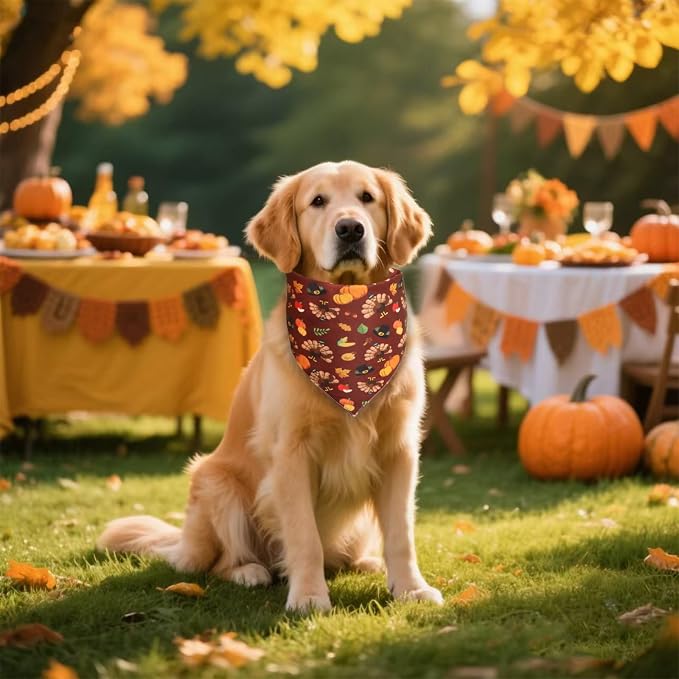 Thanksgiving Dog Bandana for Medium and Large Dogs, Turkey, Medium