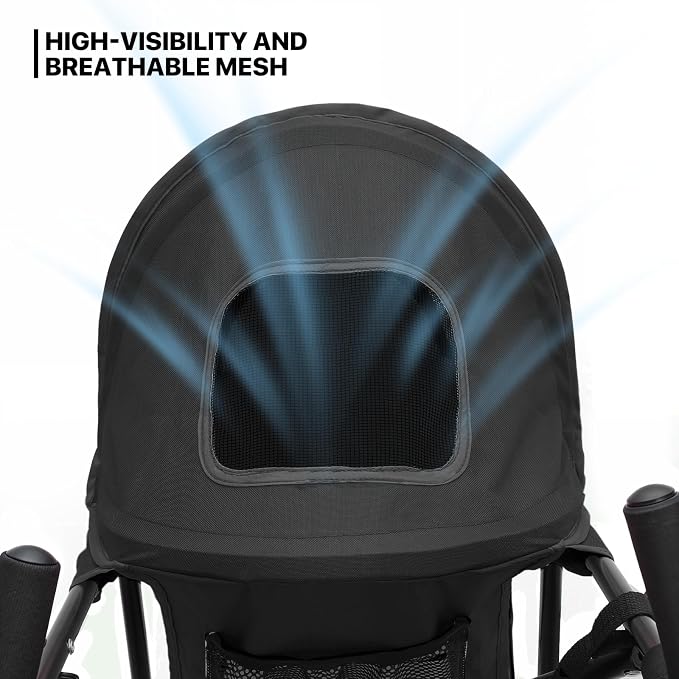 MoNiBloom 4-Wheel Foldable Pet Stroller - Black, up to 22lbs